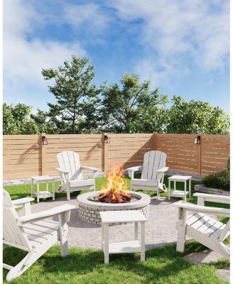 Outdoor Side Table 2-Tier, 18 in HDPE All Weather Resistant Patio Side Tables for Outside, End Table for Patio Pool Deck Indoor Backyard