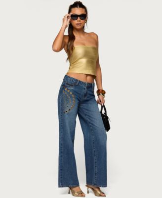 Women's Cecilea Metallic Knit Bandage Tube Top