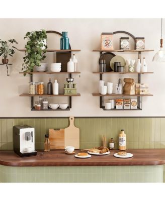 3-Tier Floating Shelves with Basket for Bathroom, Living Room, Bedroom