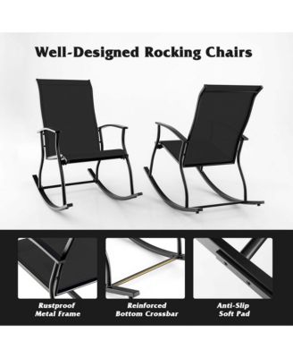 Set of 4 Outdoor Rocking Chair Patio Rocker w/ Breathable Fabric