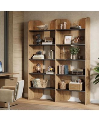 5-Tier Farmhouse Bookshelf, 70.87-Inch Tall Double Wide Bookcase