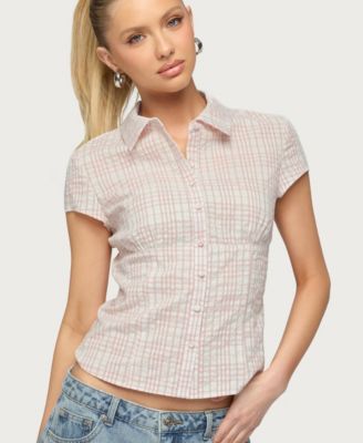 Women's Naiah Plaid Tailored Button Up Shirt