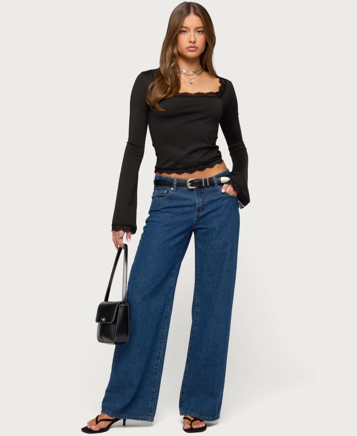 Edikted Women's Kailin Lacey Flared Sleeve Top