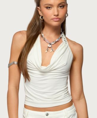 Women's Audrie Studded Cowl Neck Halter Top