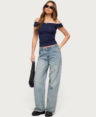 Women's Dellah Contrast Off Shoulder Top