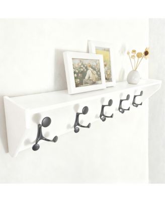 Lightweight Hardwood Coat Rack with 5 Hooks for Entryways