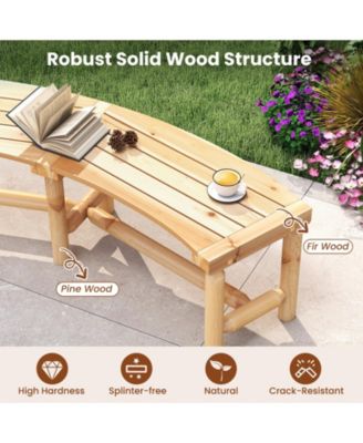 2PCS Patio Curved Bench for 2-3 People Outdoor Loveseat for Backyard Garden