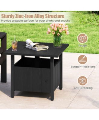 2PCS Outdoor Side Table w/ 1.89'' Umbrella Hole Patio Umbrella Table Base Stand