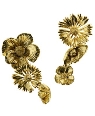 14k Gold Over Brass Cailey Flower Statement Earrings