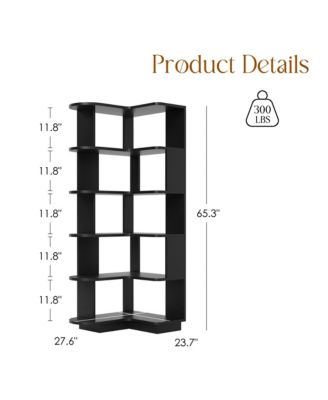 5-Tier Corner Bookshelf - L-Shaped Freestanding Bookcase, Storage Shelf & Display Stand for Living Room, Home Office