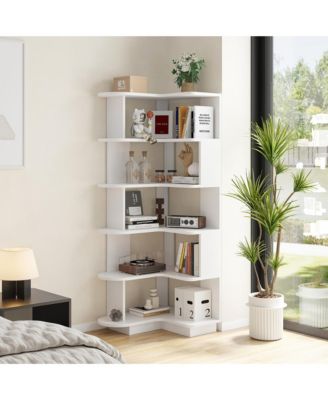 5-Tier Corner Bookshelf - L-Shaped Freestanding Bookcase, Storage Shelf & Display Stand for Living Room, Home Office