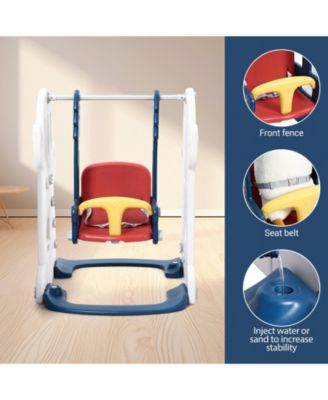 7 in 1 Toddler Slide and Swing Set with Slipping Slope Basketball Hoop Soccer Golf Ring Toss Game