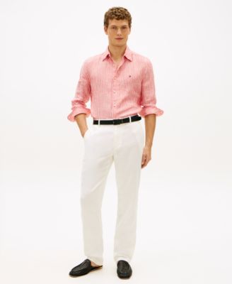 Men's 100% Linen Bengal Stripe Shirt