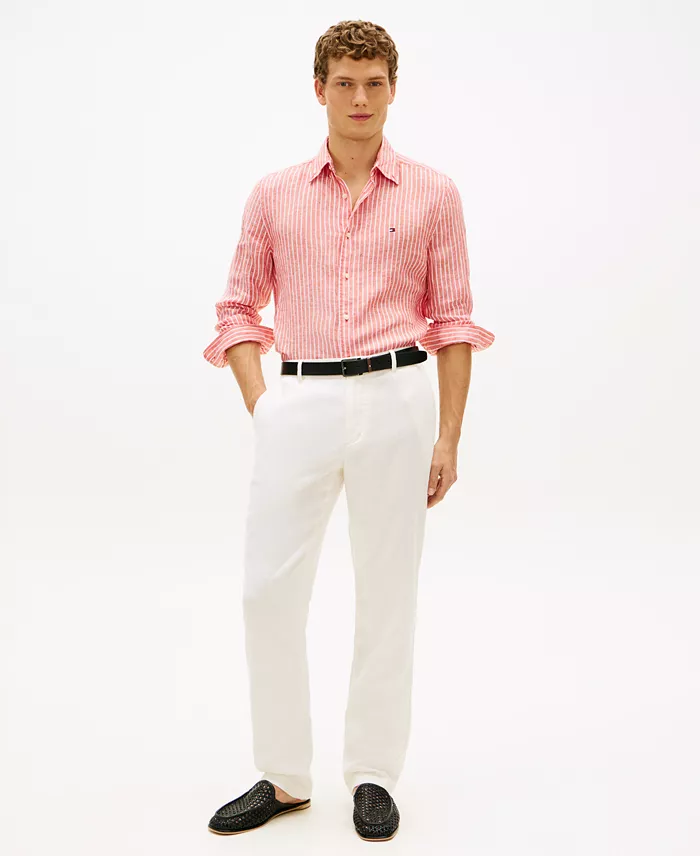 Men's 100% Linen Bengal Stripe Shirt - thumbnail 8