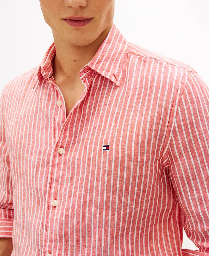 Men's 100% Linen Bengal Stripe Shirt - thumbnail 7