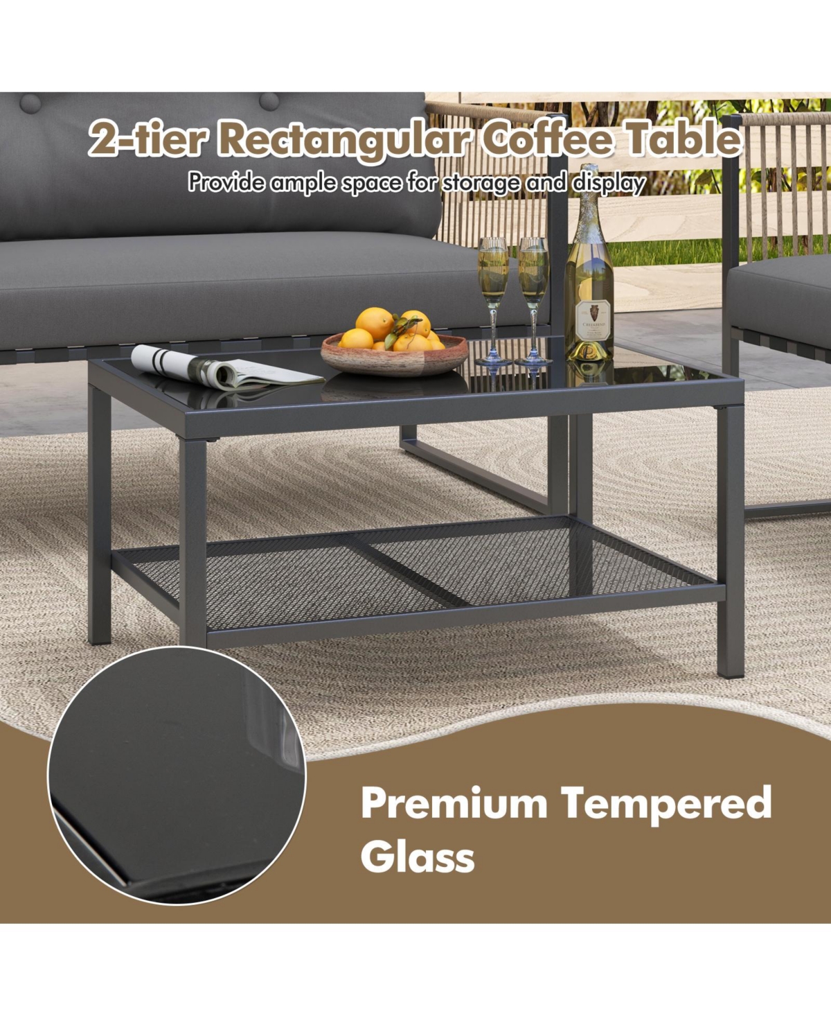 Gymax Set Of 8 Patio Furniture Set Pe Rattan Conversation Sofa Set w/ Thick Cushions