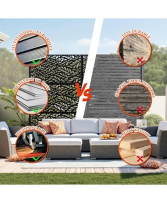 Outdoor Privacy Screen, Metal Freestanding Patio Divider for Garden, Deck & Balcony