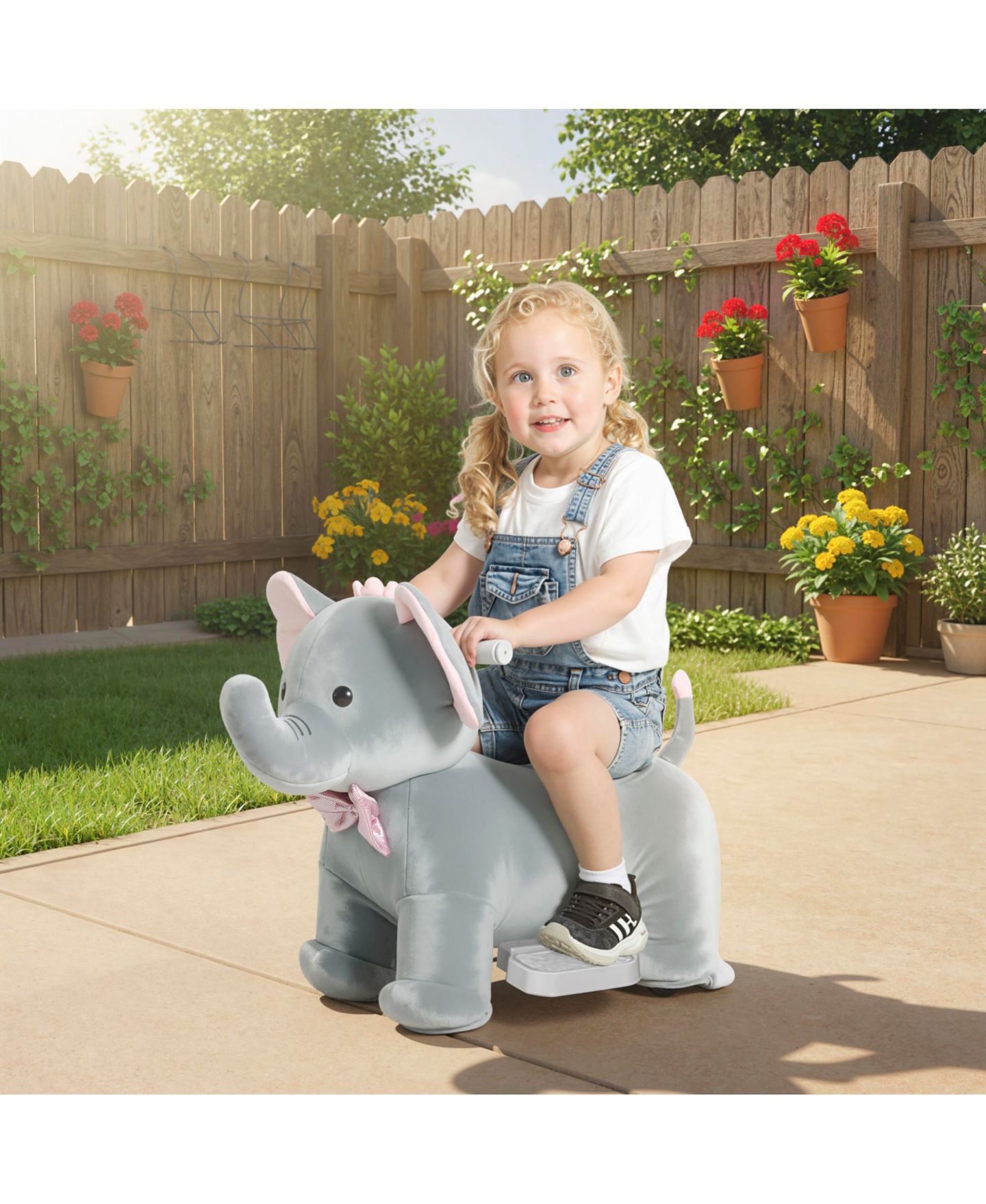 Детская игрушка Qaba 6V Ride-On Elephant with Music Ride-On Toy, 55 lbs. Capacity, Ages 1.5-5 Years, цвет: Серый — фото 2