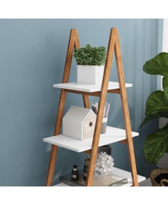 A Shape Storage Rack, 4-Tier Wood Multifunctional Display Shelf, Freestanding Bookshelf for Home Office, Living Room