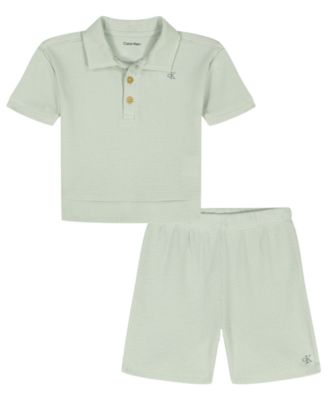 Baby Boys' Waffle Knit Polo Shirt and Shorts, 2-Piece Set