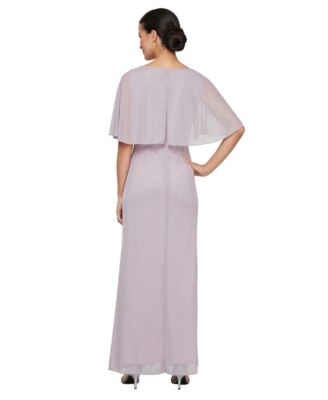 Women's Glitter Mesh Embellished Sleeve Long Dress