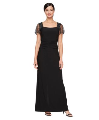 Women's Illusion Sleeve Long Dress