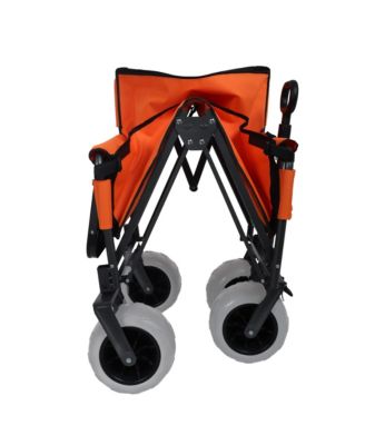 Heavy-Duty Folding Wagon Cart with Bench Seat and Rear-Mounted Folding Tabletop, 500lbs Capacity for Camping, Beach and Garden