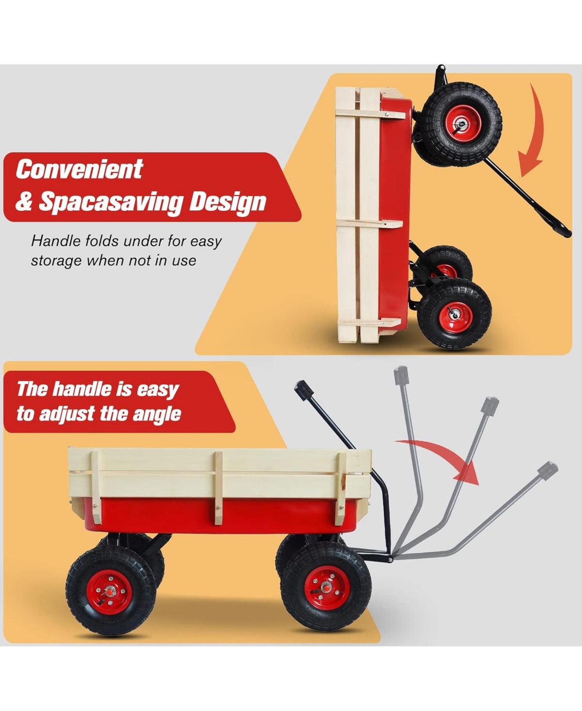 Rainsken Heavy Duty Rolling Garden Wagon