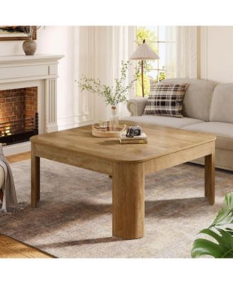 Square Coffee Table, 39.37-Inch Simple Center Table for Living Room, Farmhouse Wooden Cocktail Tea