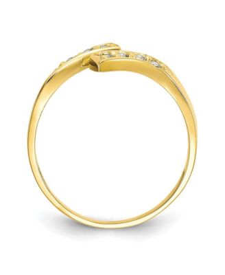 Solid 10K Gold Cubic Zirconia Adjustable Bypass Toe Ring