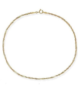 Solid 10k Gold 10 Inch 1.5mm Sparkle-Cut Singapore Chain Anklet