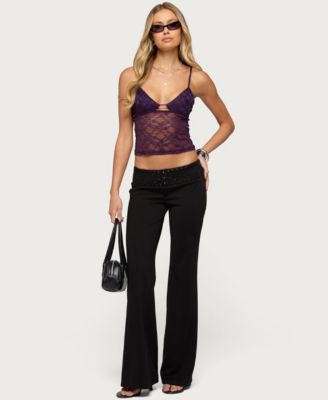 Women's Sheer Lace Cutout Tank Top