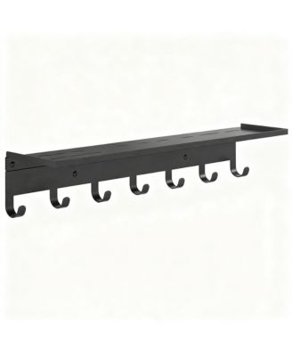 7-Hook Wall Coat Rack with Storage Shelf