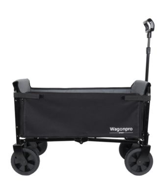 Convertible Folding 4-Wheel Wagon Cart - Heavy Duty Trolley with Bench Seat and Dog Leash, 360 lbs Capacity for Camping, Shopping