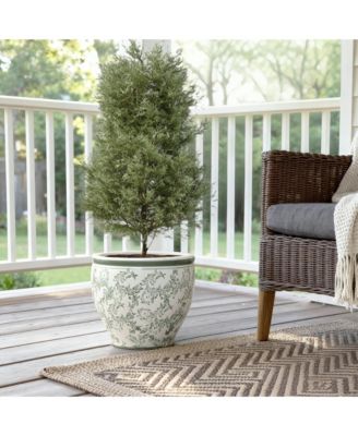  Paisley Ceramic Planter, 11.42" Round, Indoor & Outdoor Flower Pot