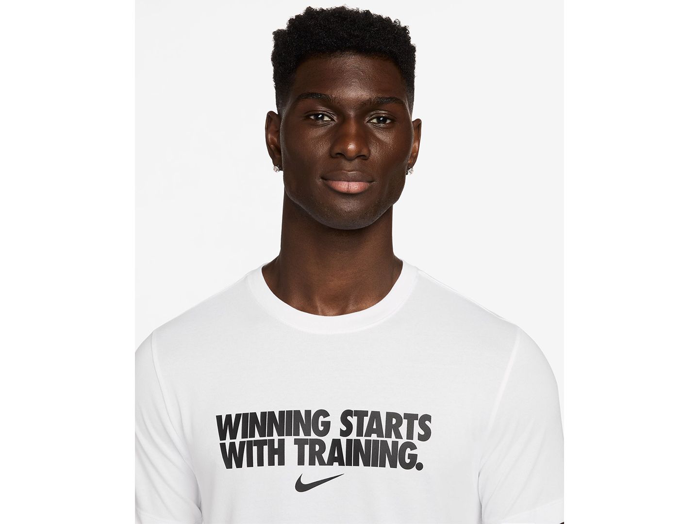 Мужская футболка Nike Dri-Fit Lightweight and Breathable, цвет: Белый / Чёрный — фото 2