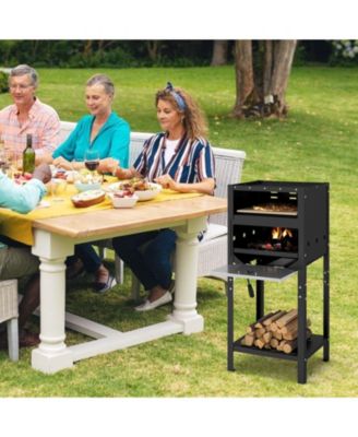 12" Outdoor Pizza Oven with Ash Tray & Wood Storage Compartment