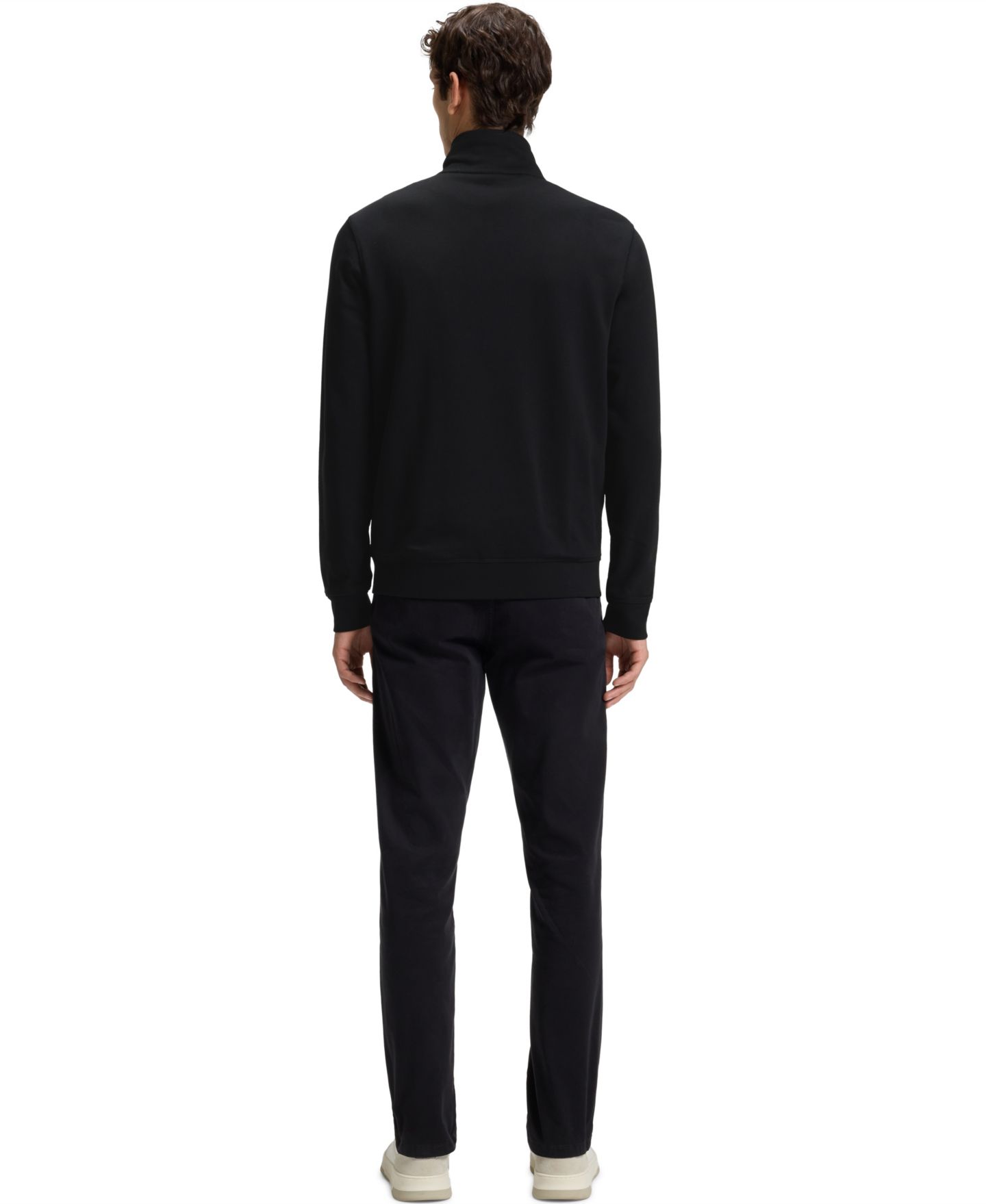 Мужская куртка Hugo Boss Cotton-Jersey Logo Badge, цвет: Чёрный — фото 2
