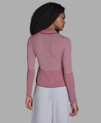 Women's Collared Striped Polo Top