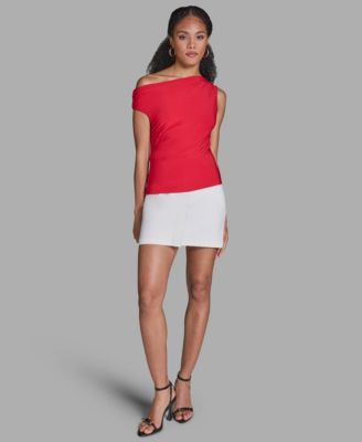 Women's Sleeveless Ruched Boat Neck Top