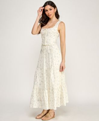 Juniors' Floral Sleeveless Top and Midi Skirt, 2-Piece Set