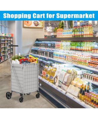 Foldable Heavy Duty Shopping Cart - Grocery Cart on Wheels with Waterproof Oxford Bag for Laundry, Garden, Camping