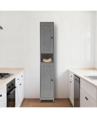 Tall Narrow Bathroom Cabinet, 66.9", Freestanding Water-Resistant Storage, 2 Doors, Small Space Organizer