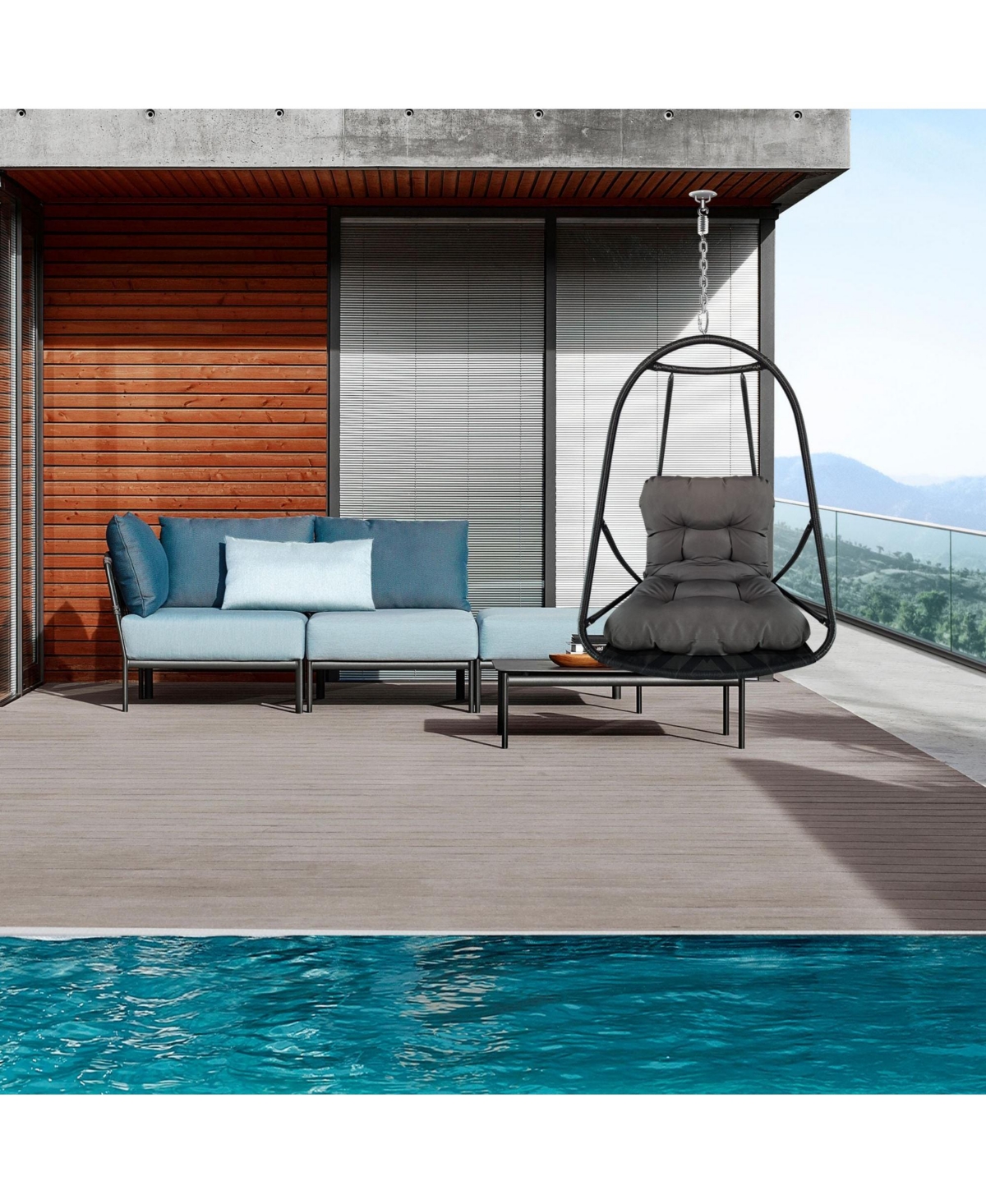 Clihome Wicker Rattan Swing Egg Chair without Stand