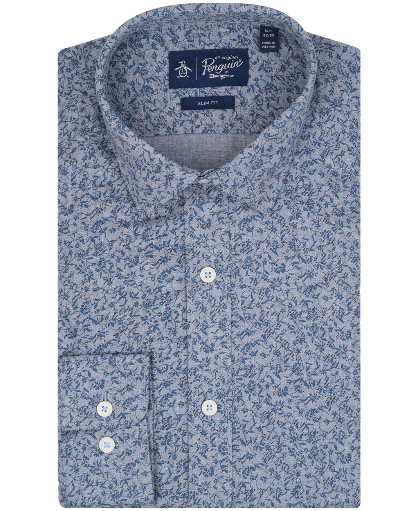 Мужская рубашка Original Penguin Emory Floral Print Dress Shirt, цвет: Синий — фото 1