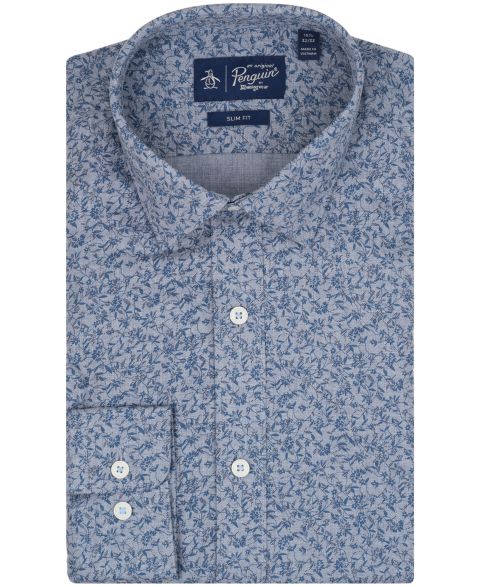 Мужская рубашка Original Penguin Emory Floral Print Dress Shirt, цвет: Синий