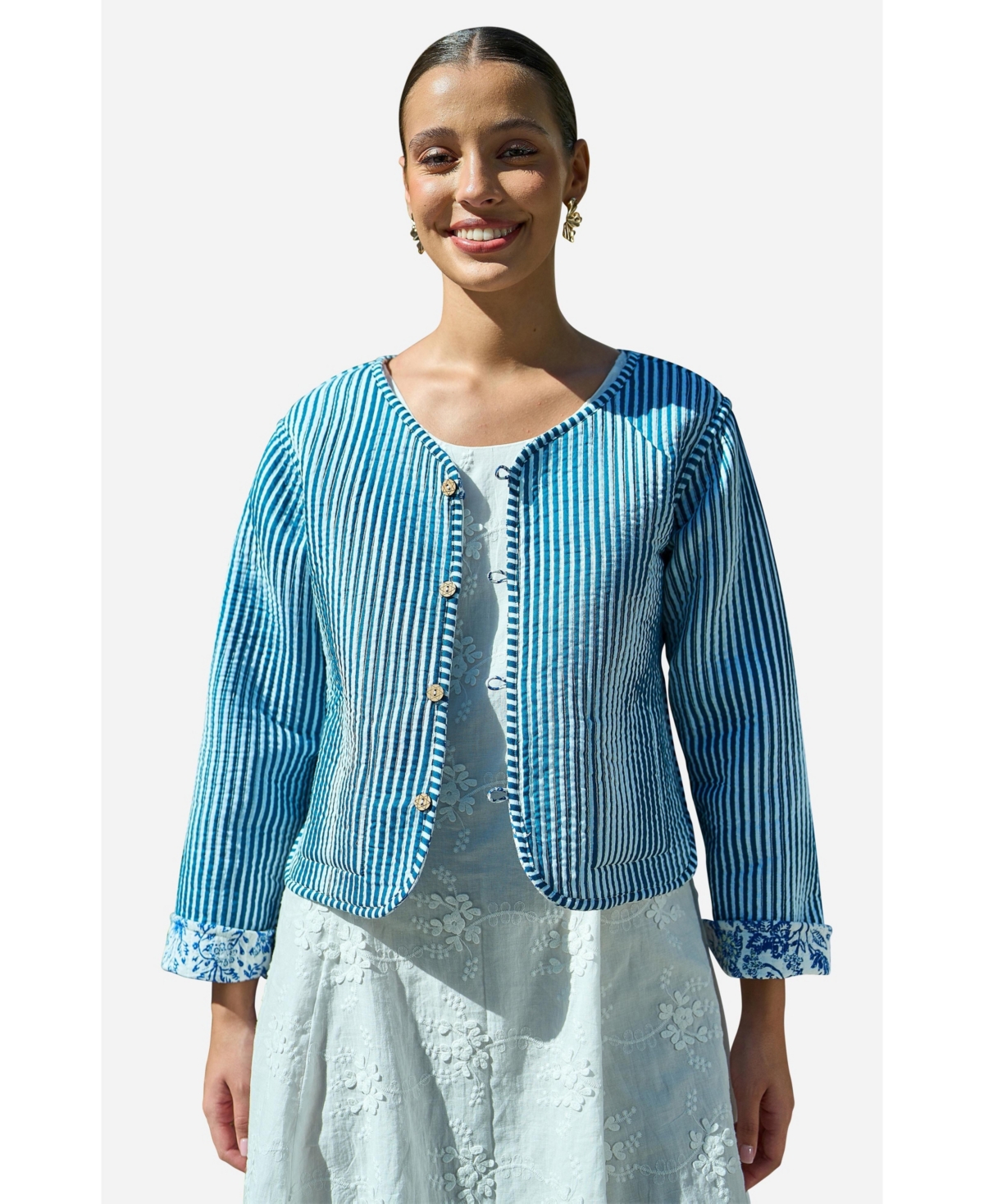 Yumi Women's Reversible Cotton Quilted Jacket