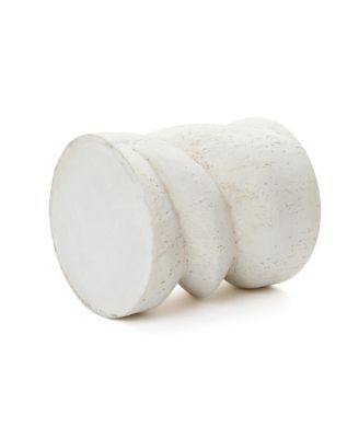 Distressed Round Spiral Outdoor Side Table, 19” MgO Patio Accent