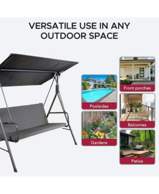 2-Seat Patio Metal Proch Swing With Adjustable Canopy