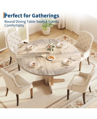 Round Dining Table for 4-6 People, Dining Room Table with Pedestal Base(Table Only